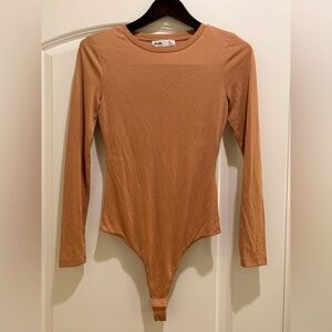 Elodie Camel Color Knit Ribbed Bodysuit/NWOT